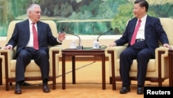 Ngoại trưởng Mỹ Rex Tillerson trong cuộc gặp với Chủ tịch Trung Quốc Tập Cận Bình ngày 19/3.